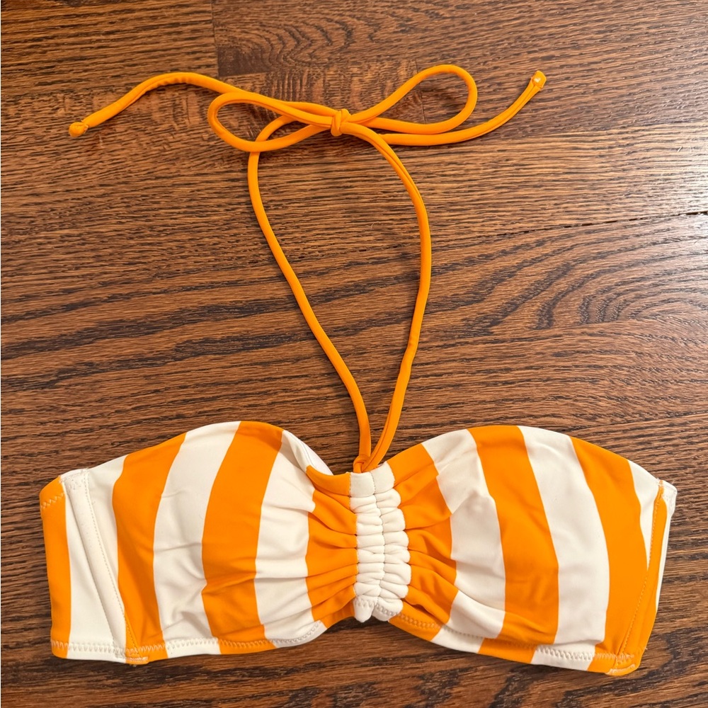 Orange & White Striped Shade & Shore Bandeau Bikini Top